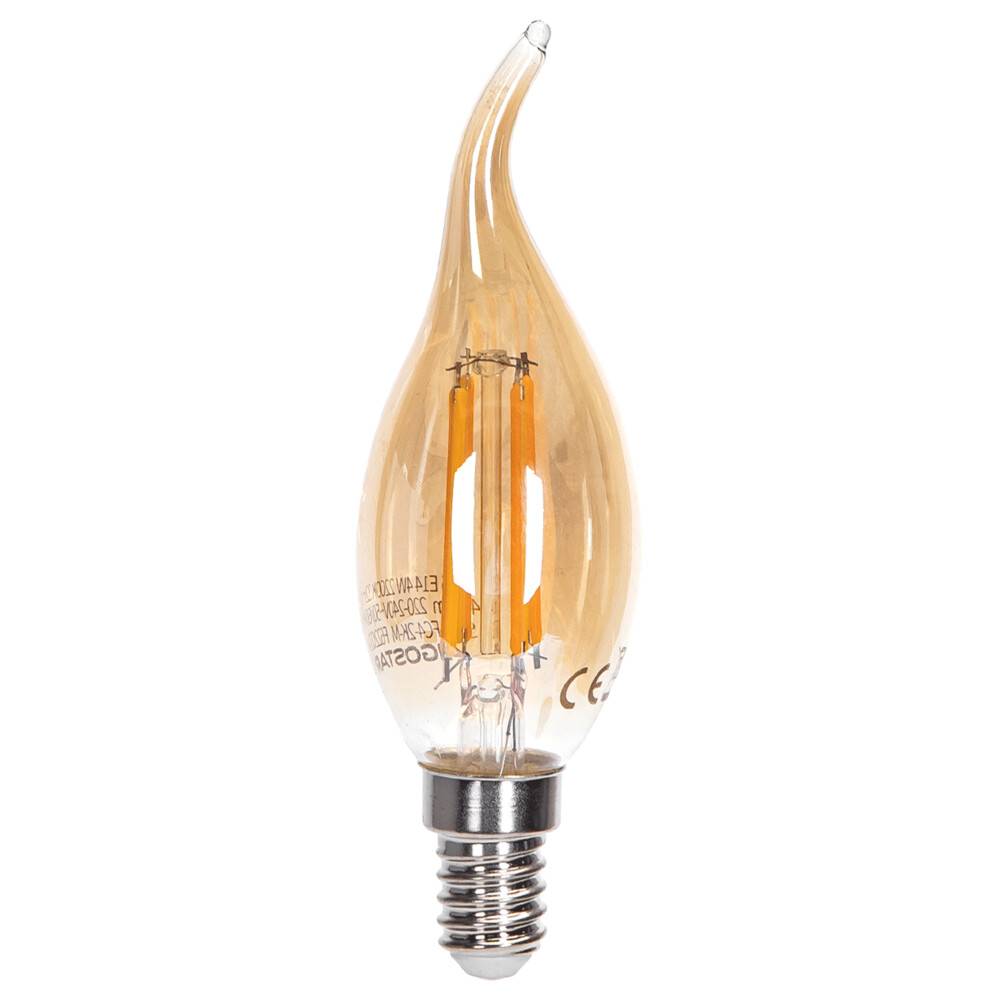 LED Universum LED Leuchtmittel Filament Glühlampe C35 Sockel E14 4W 2200K/Amber 400lm Ø35xH118mm