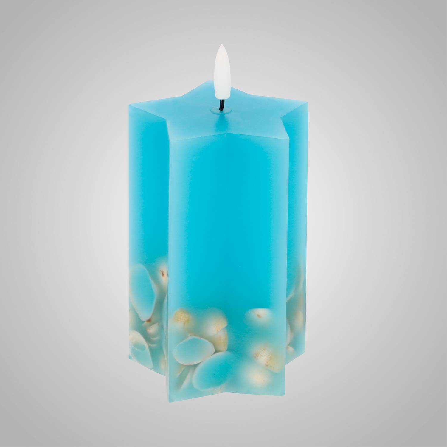 LED Universum - LED Wachskerze "Shelly Star" blau 12,5cm Sternform