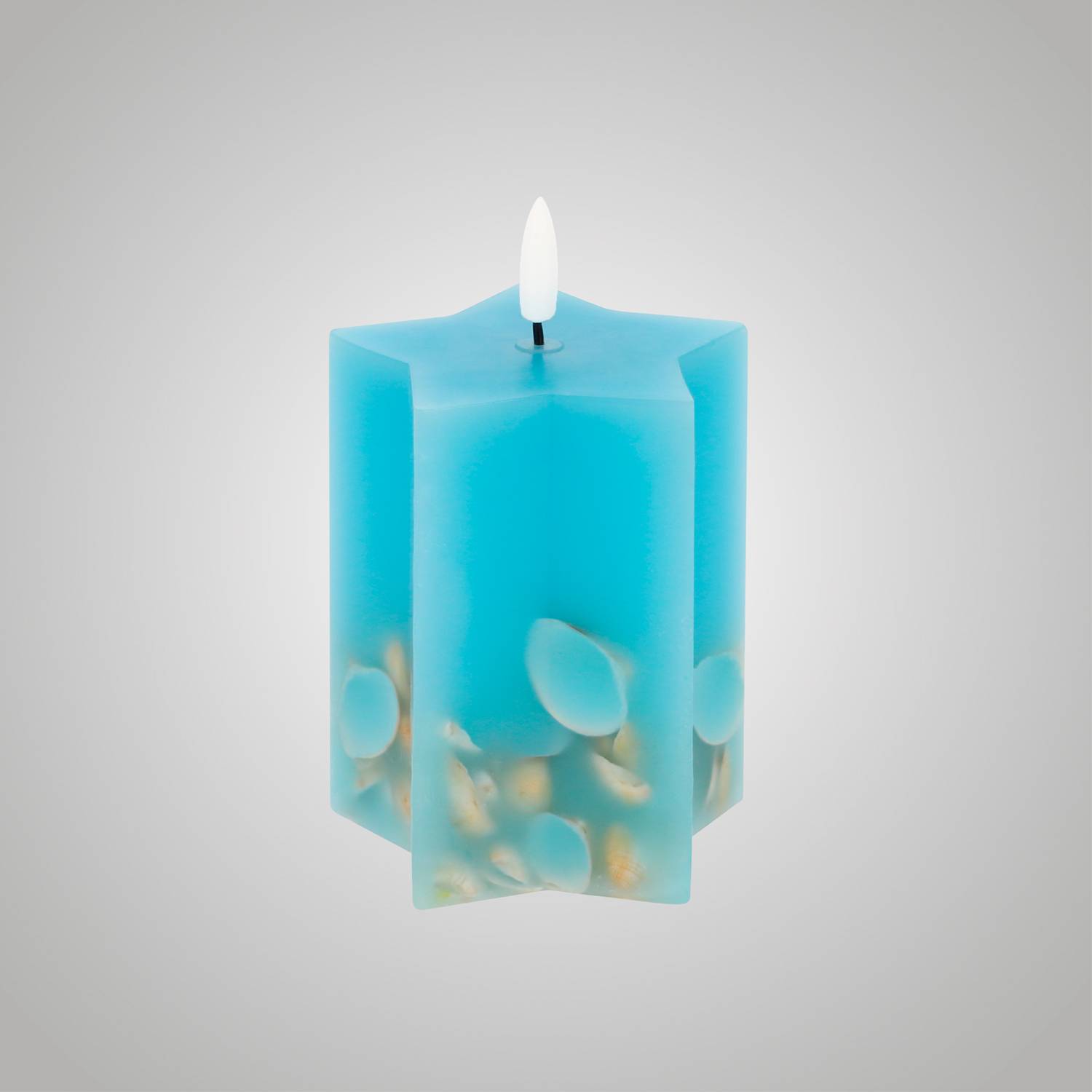 LED Universum - LED Wachskerze "Shelly Star" blau 10cm Sternform