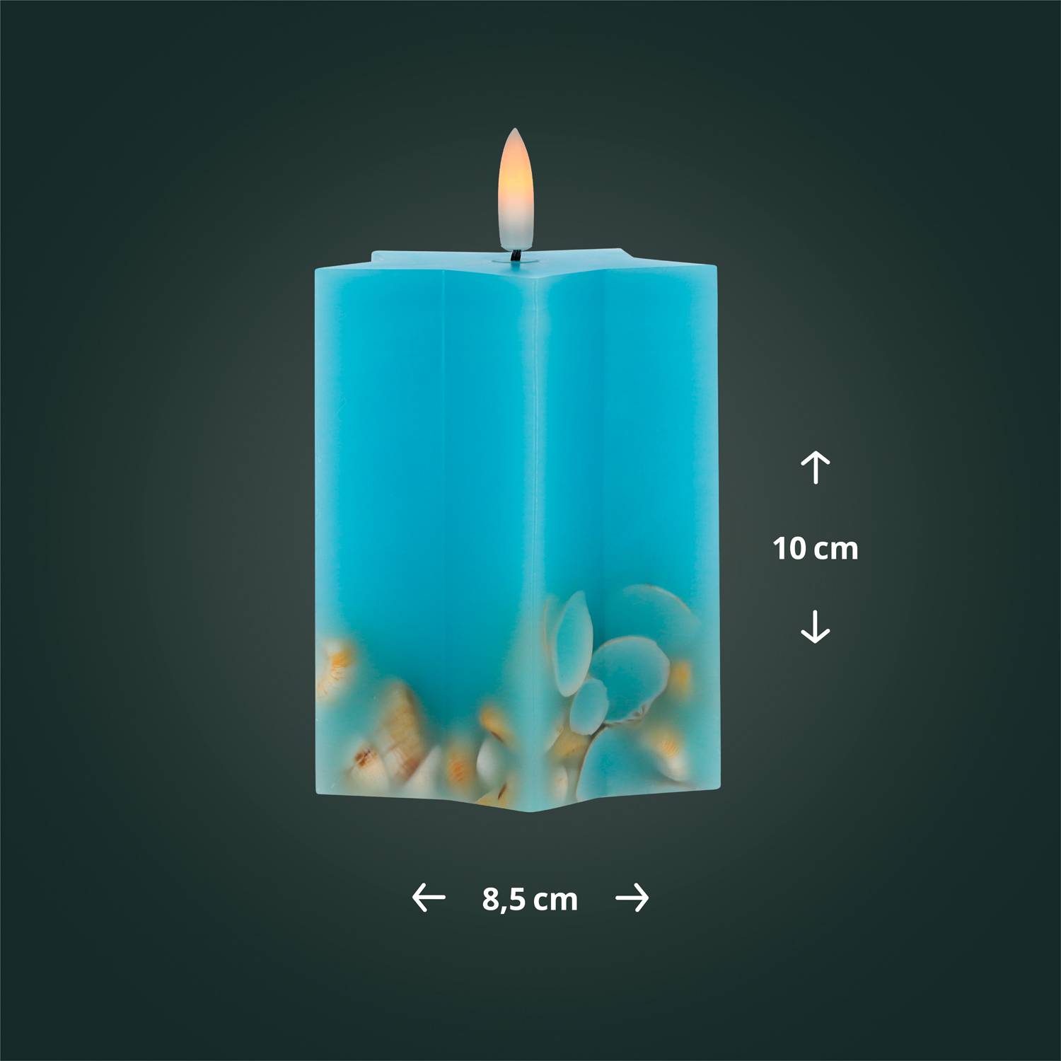 LED Universum - LED Wachskerze "Shelly Star" blau 10cm Sternform