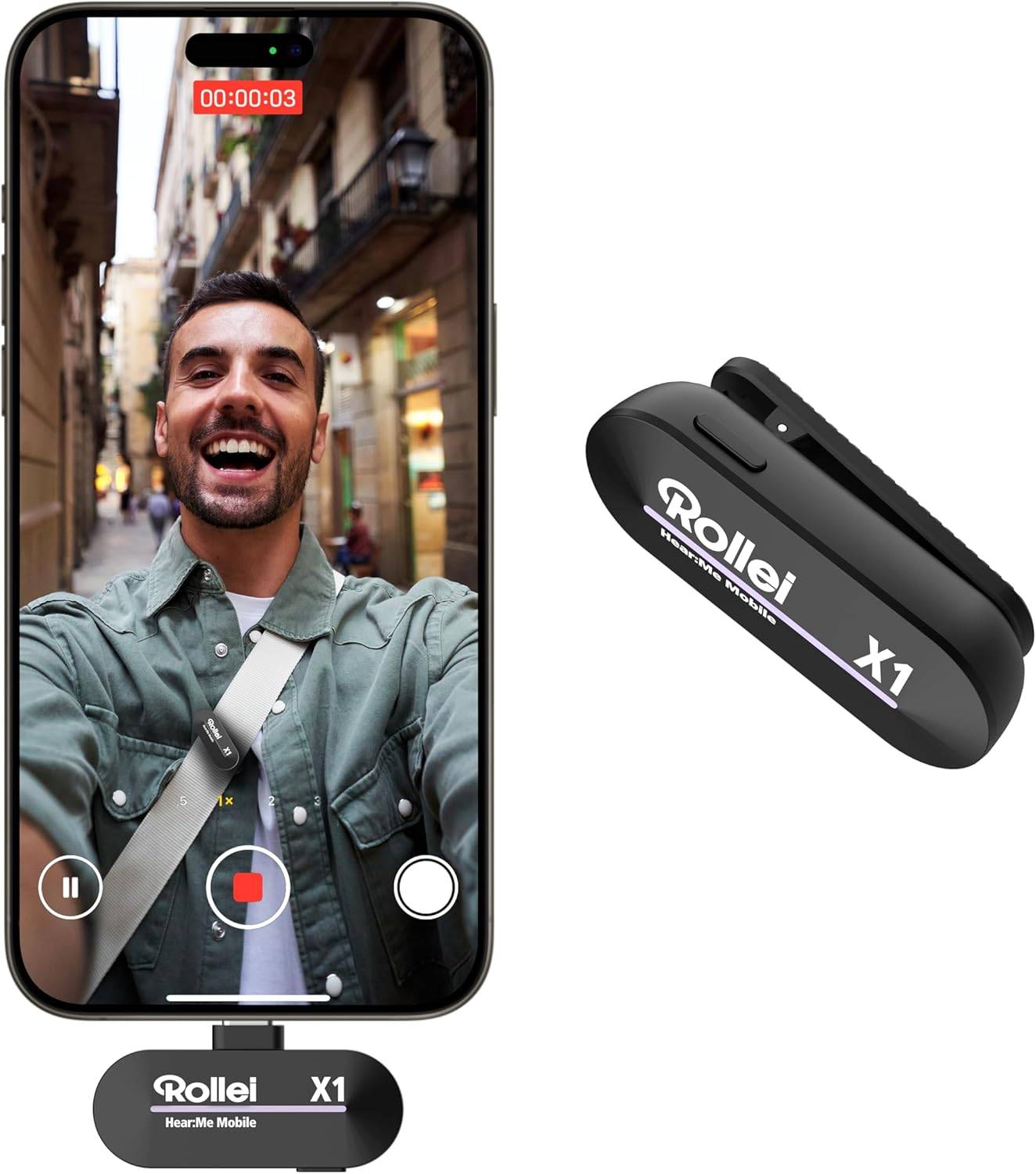 Rollei Hear:Me Mobile X1 Lavalier Mikrofon Kabellos Ansteckmikro.USB C