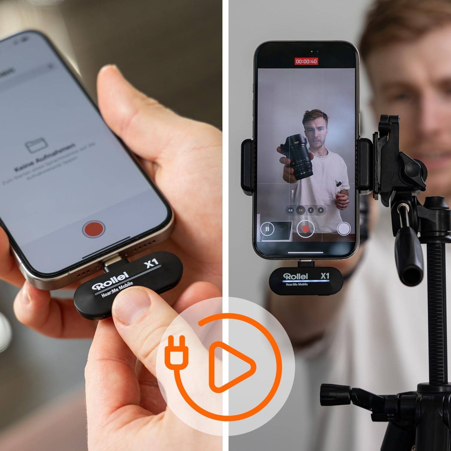 Rollei Hear:Me Mobile X1 Lavalier Mikrofon Kabellos Ansteckmikro.USB C