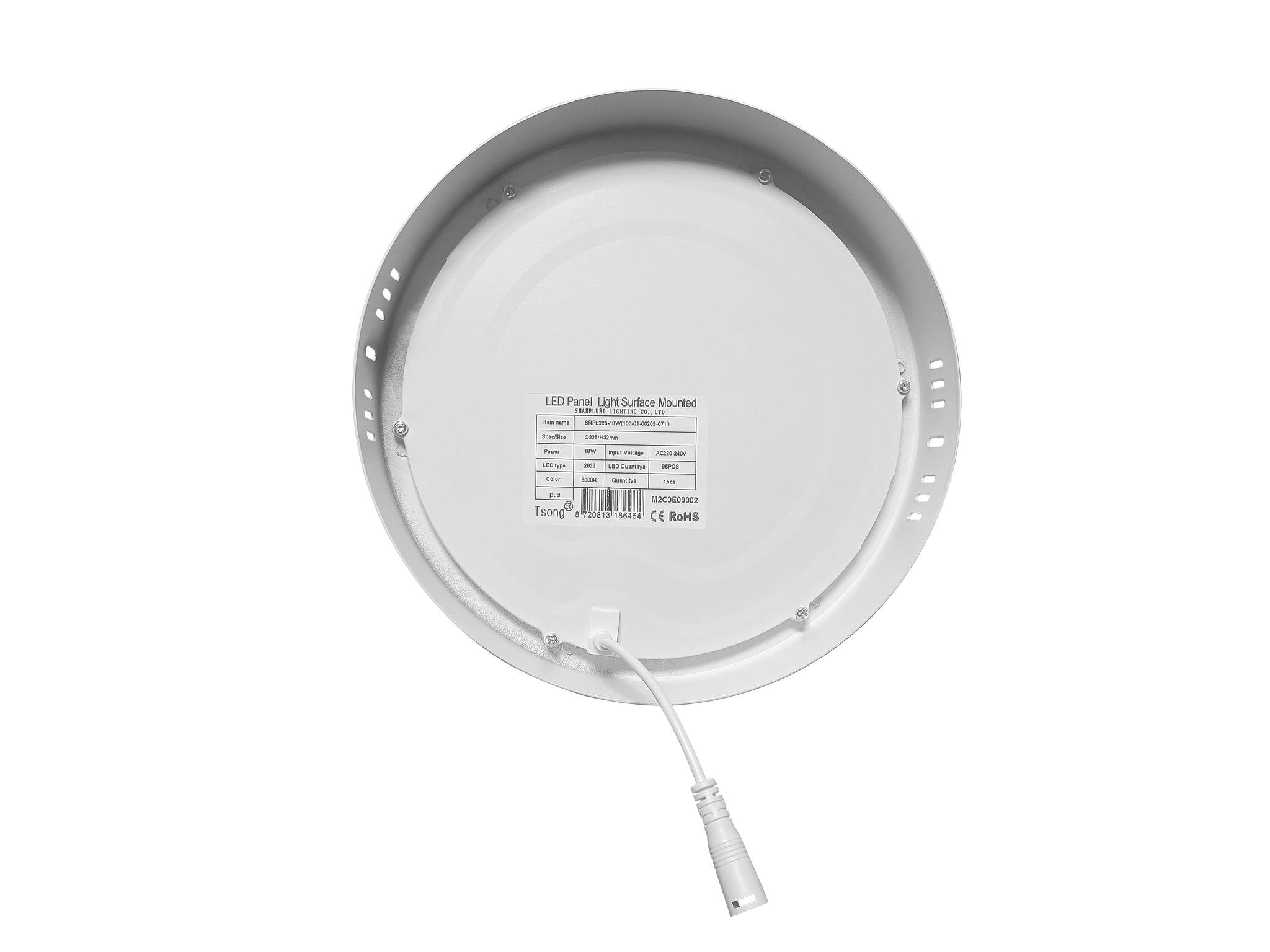 LED Universum LED Aufbau-Panel rund weiß 18W neutralweiß 4000K 1440lm UGR≤22 CRI>80 Ø225xH30mm