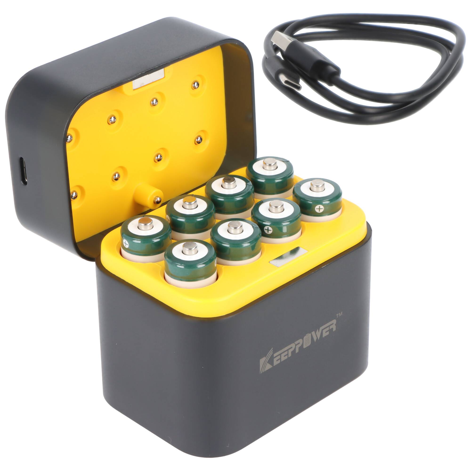 Keeppower i8 Ladegerät mit 8 Stück Keeppower 1,5V AA Li-Ion Akkus, USB-C Ladeanschluss