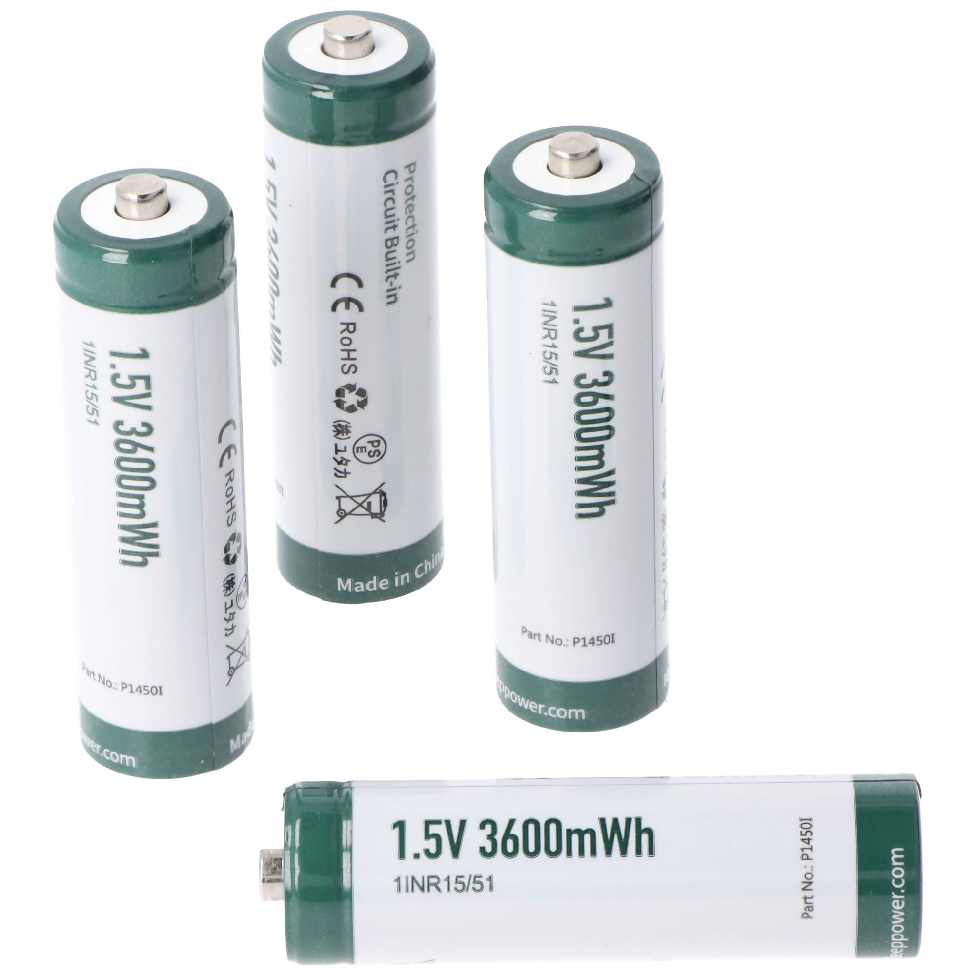 Keeppower i8 Ladegerät mit 8 Stück Keeppower 1,5V AA Li-Ion Akkus, USB-C Ladeanschluss