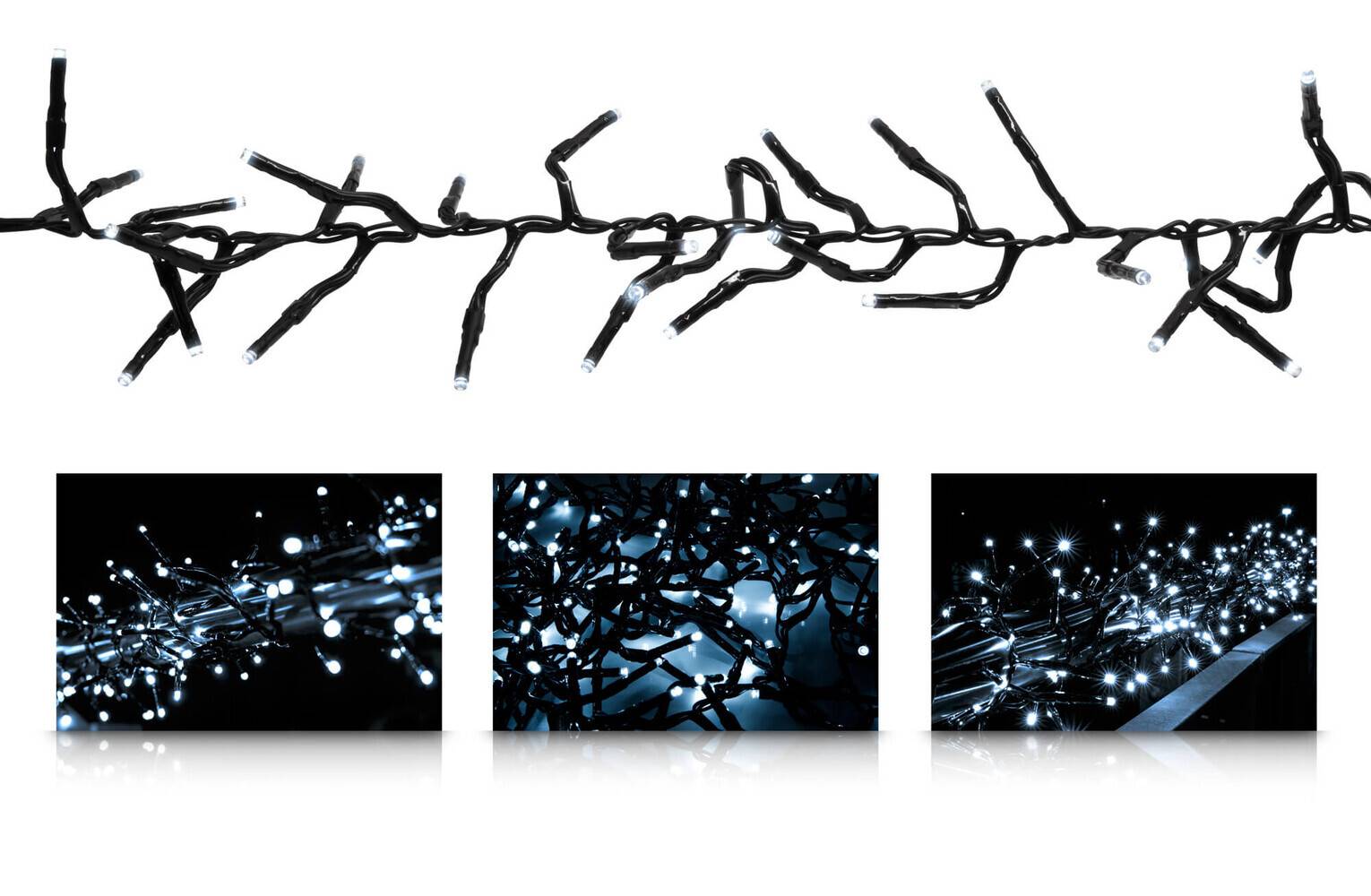 LED Universum LED Büschellichterkette kaltweiß von - ca. 7m Länge, 480LEDs, 3m Zuleitung (Cluster-Lichterkette, Stimmungsbeleuchtung spritzwasserge