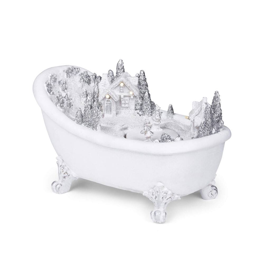 LED Universum LED Deko Badewanne Bath Tub mit weihnachtlicher Szenerie batteriebetrieben Epoxy Resin Figur Tisch & Fenster Dekoration