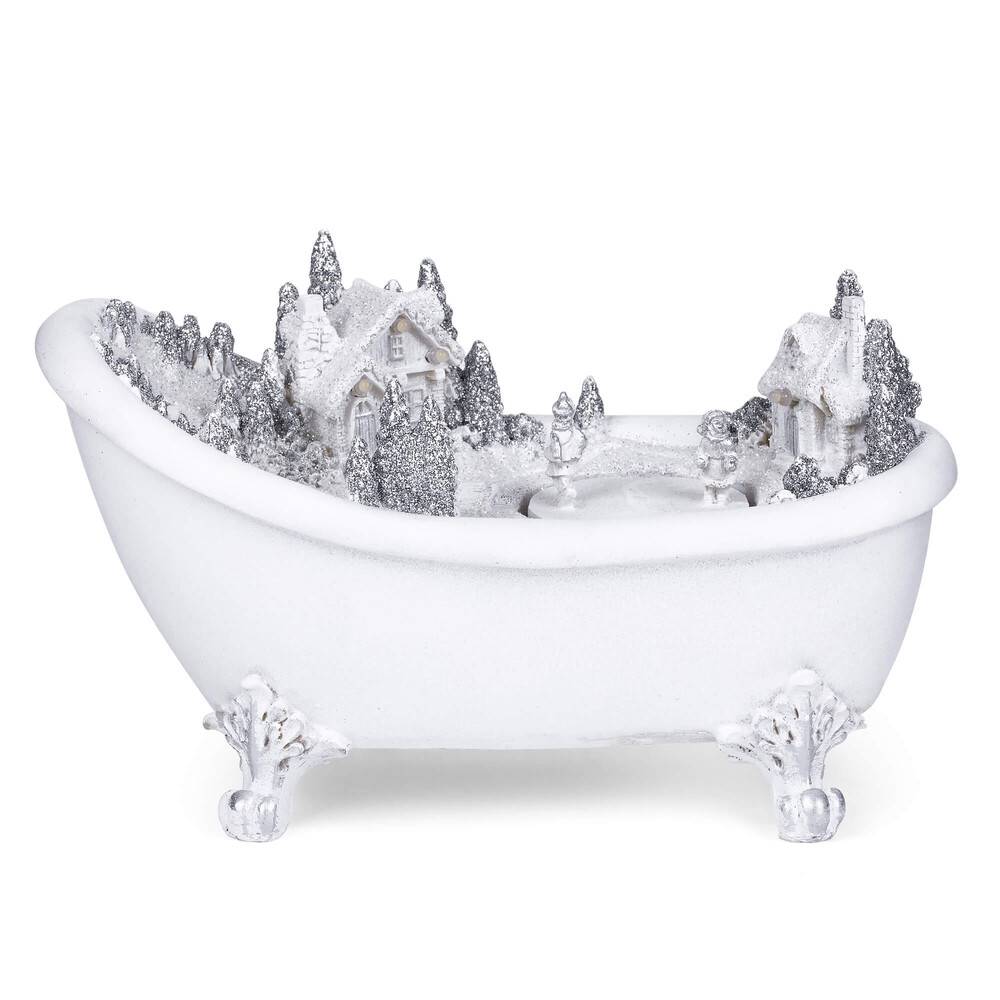 LED Universum LED Deko Badewanne Bath Tub mit weihnachtlicher Szenerie batteriebetrieben Epoxy Resin Figur Tisch & Fenster Dekoration