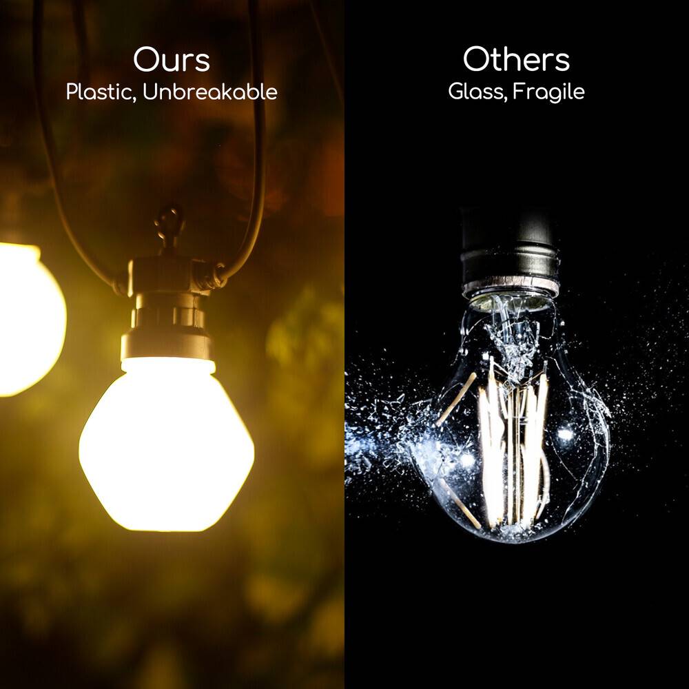 LED Universum LED Deko-Party-Lichterkette 10 Lampen mattweiß 8m (5+3m) 24V 6W mit Steckernetzteil IP44 3000K