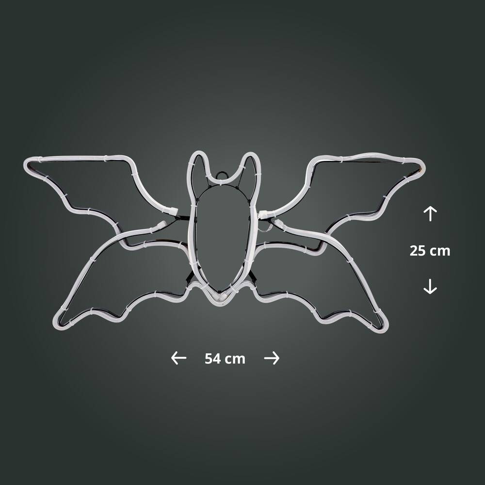 LED Universum 04886 - LED Fensterbild Neon Fledermaus "Vlady" 54 x 25cm lila