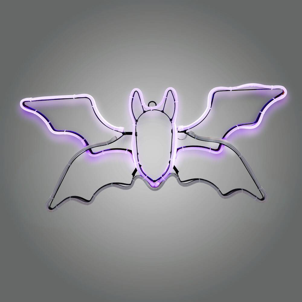 LED Universum 04886 - LED Fensterbild Neon Fledermaus "Vlady" 54 x 25cm lila