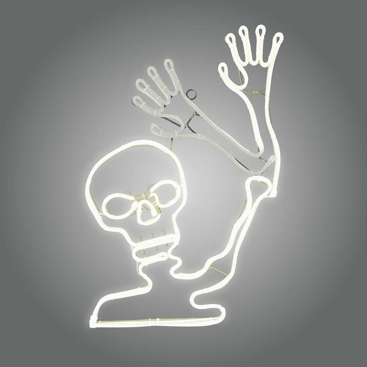LED Universum 04887 - LED Fensterbild Neon Skelett "Bonesy" 33 x 49 cm weiß