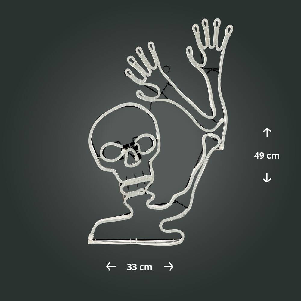 LED Universum 04887 - LED Fensterbild Neon Skelett "Bonesy" 33 x 49 cm weiß