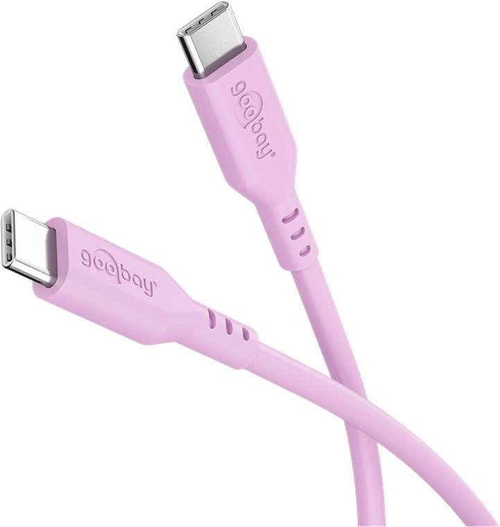 USB-C Silikon-Ladekabel, für USB-C Geräte, schnellladefähig, Knickschutz, Länge 1,5 Meter, pink