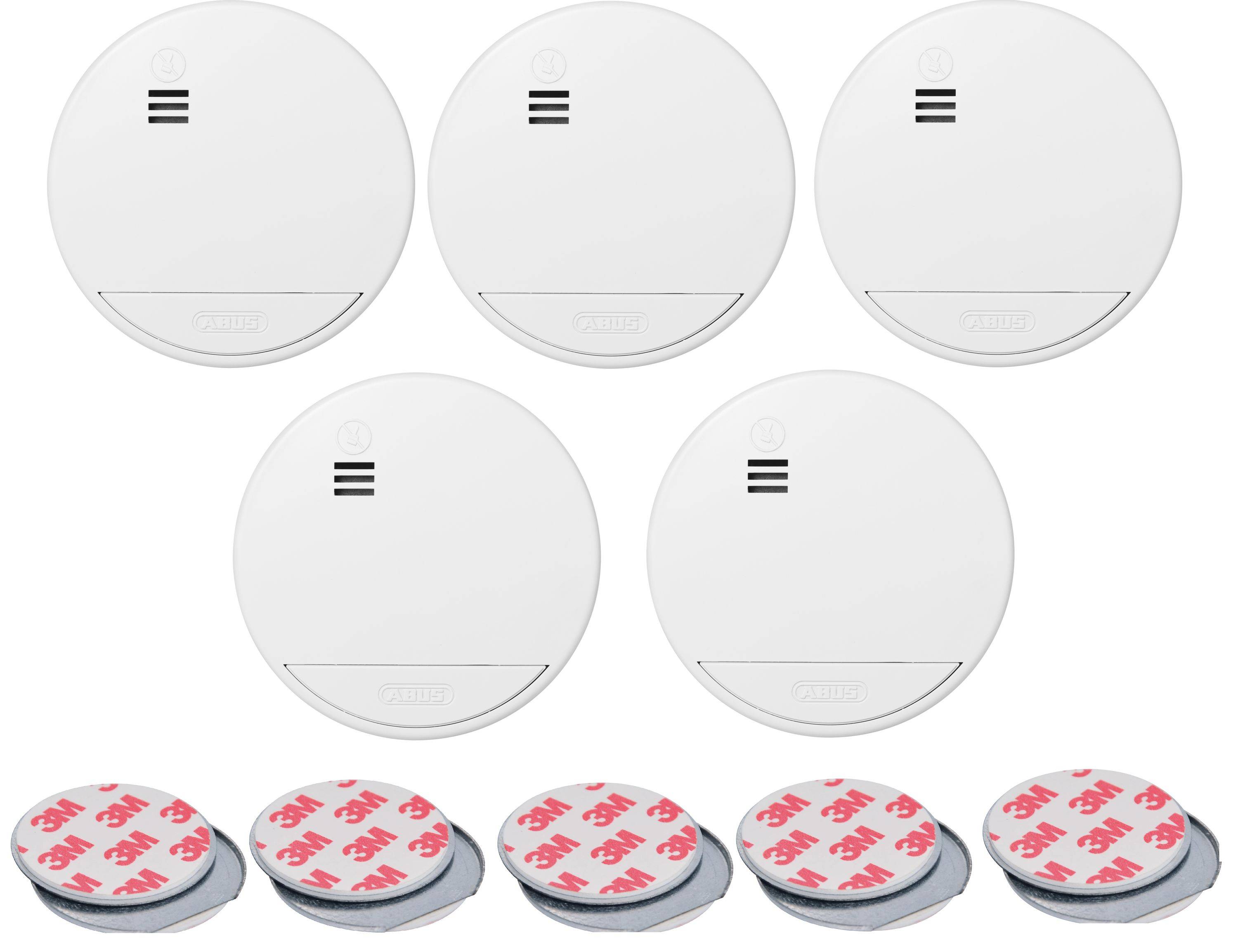 ABUS Rauchmelder RWM90, weiß, 5er Set inkl, Magnethalterung