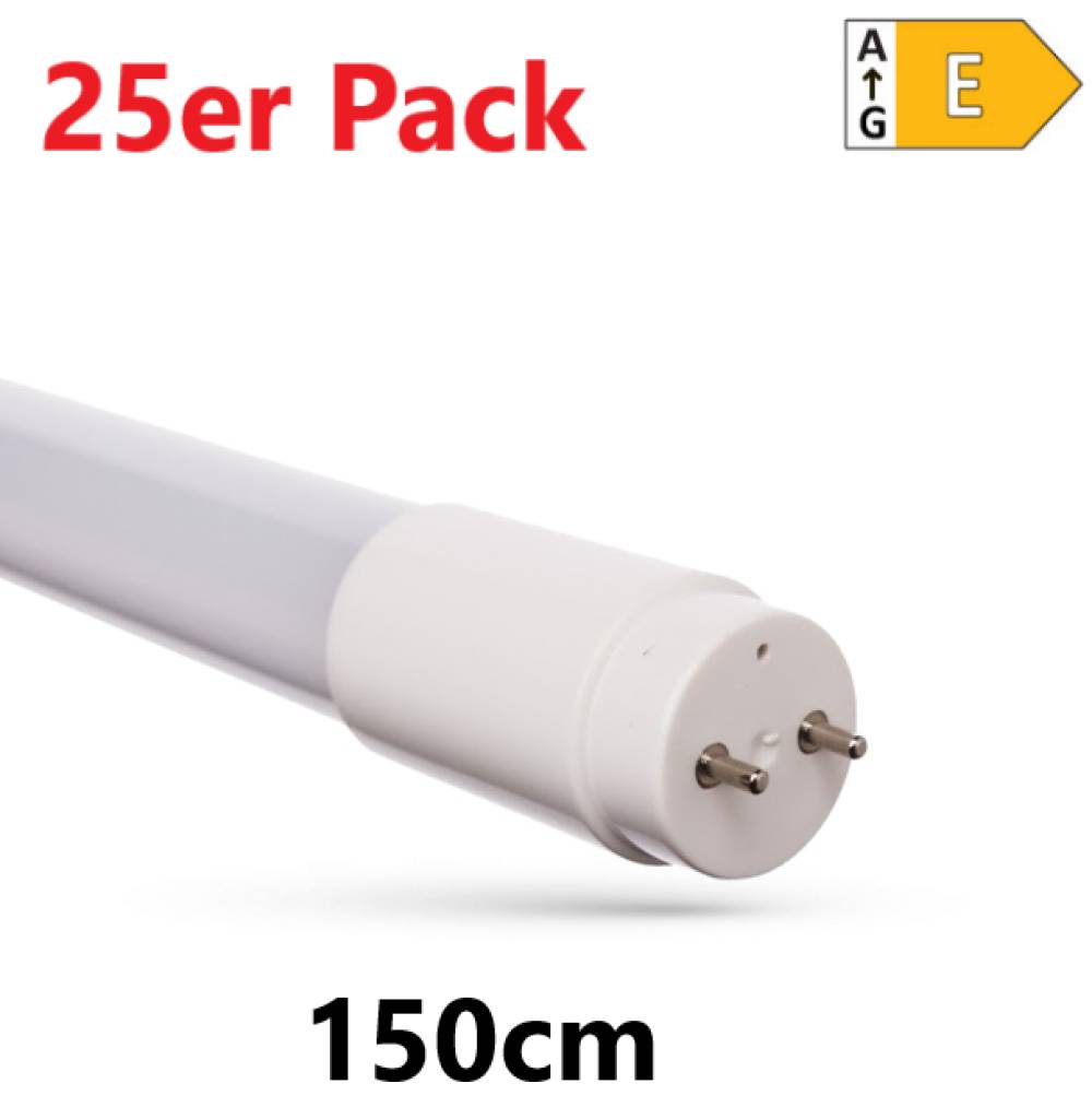 25er Pack Spectrum LED 150cm Röhre G13 Tube Glas T8 Leuchtstoffröhre 20W 2300lm Warmweiß 3000K