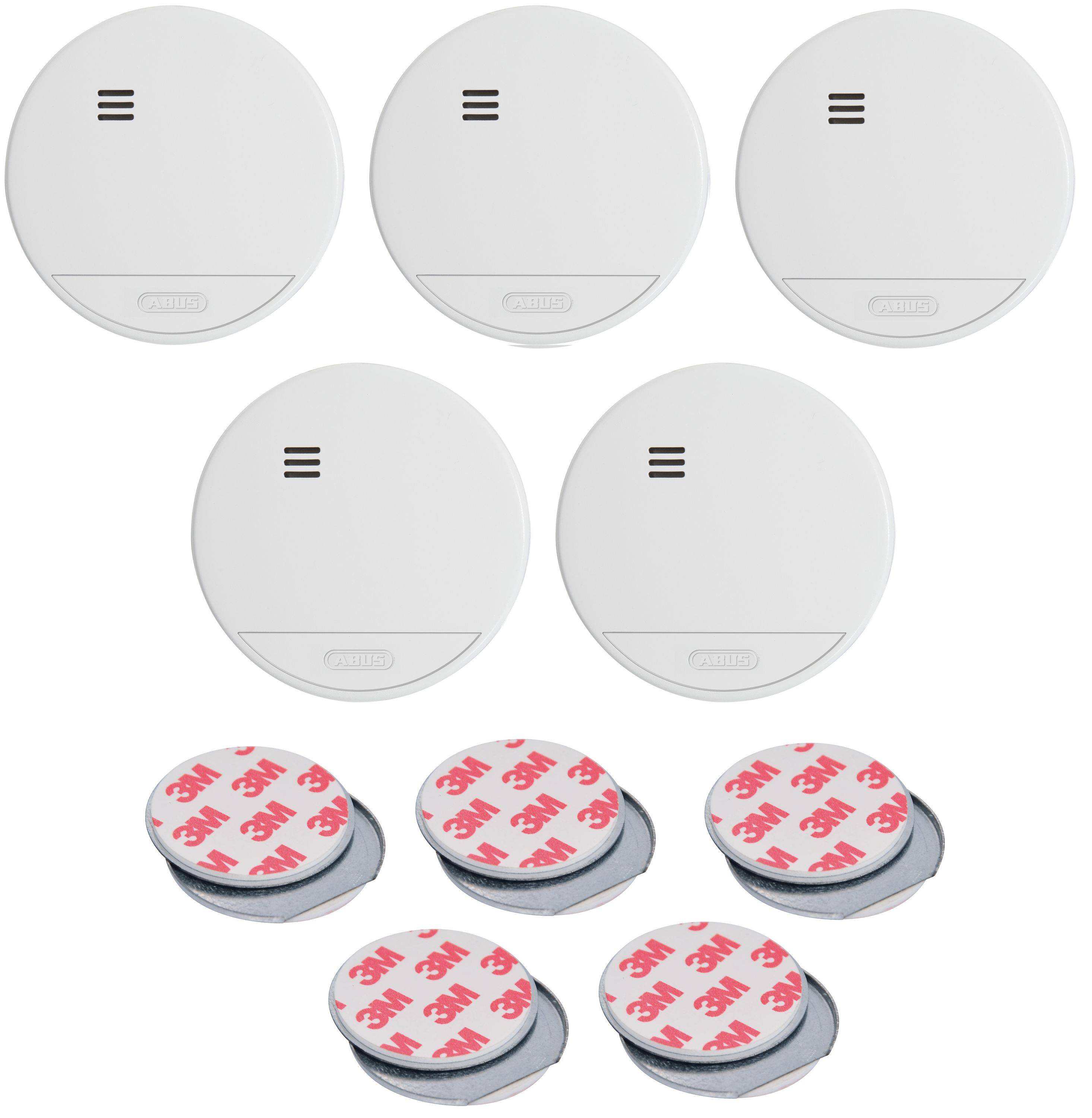 ABUS Rauchwarnmelder RWM150 - 10-Jahres-Batterie- 5er Set inkl. Magnethalterung