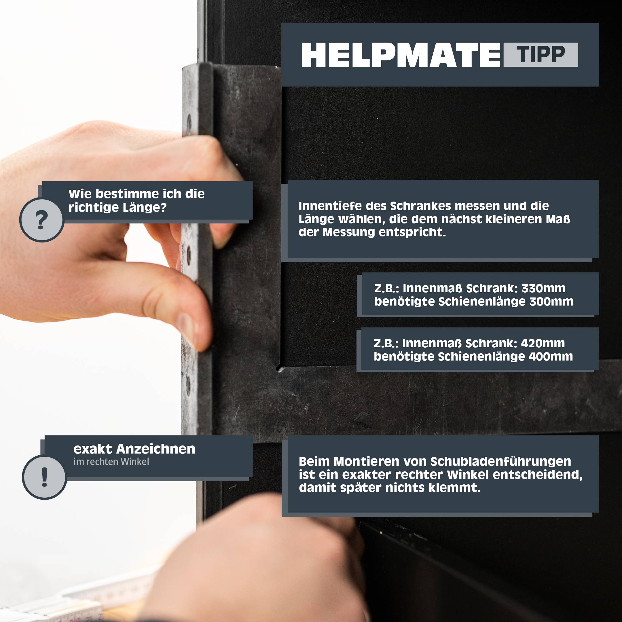 HELPMATE Rollschubführung, Teilauszug, 500 mm