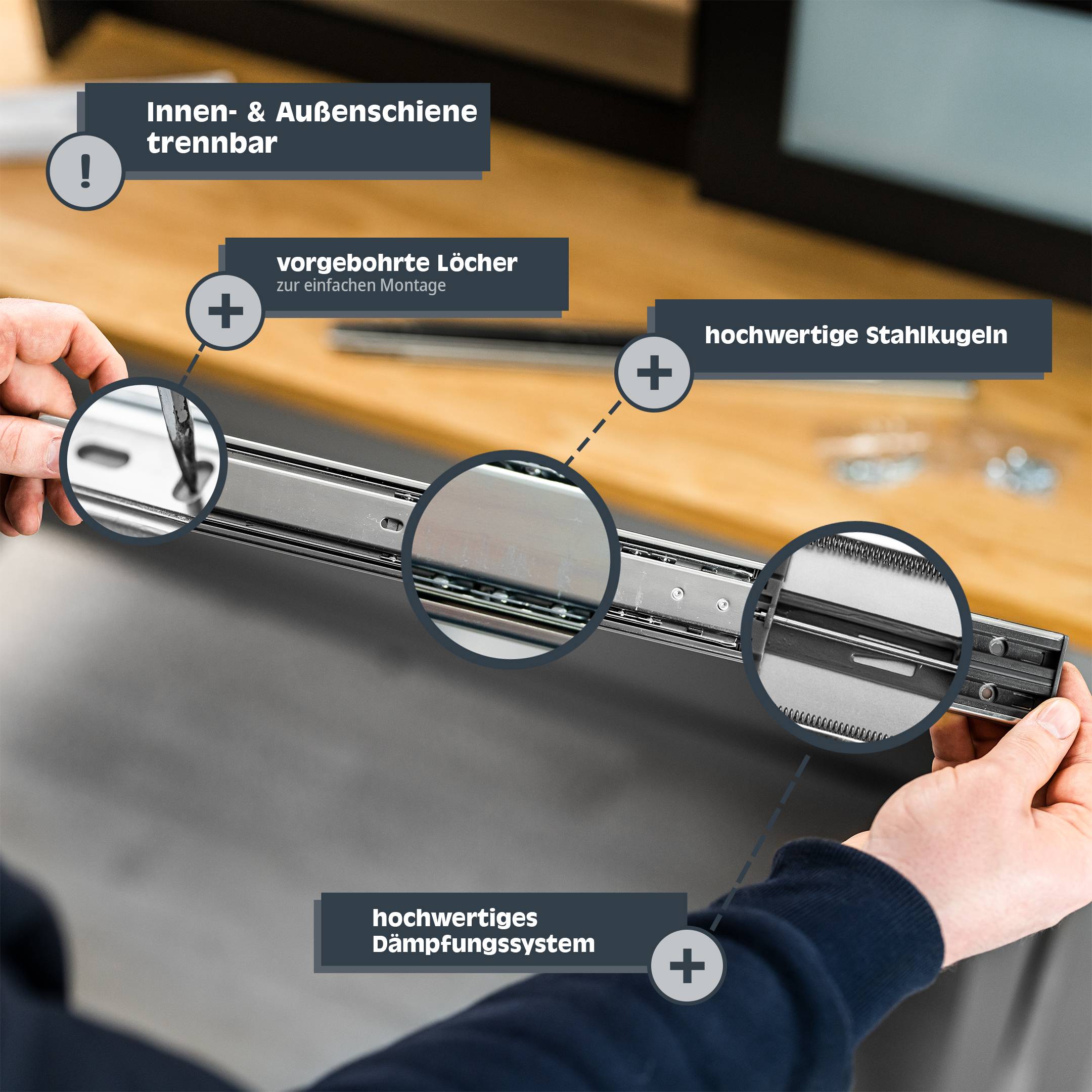 HELPMATE Kugelvollauszug, softclose, 500 mm
