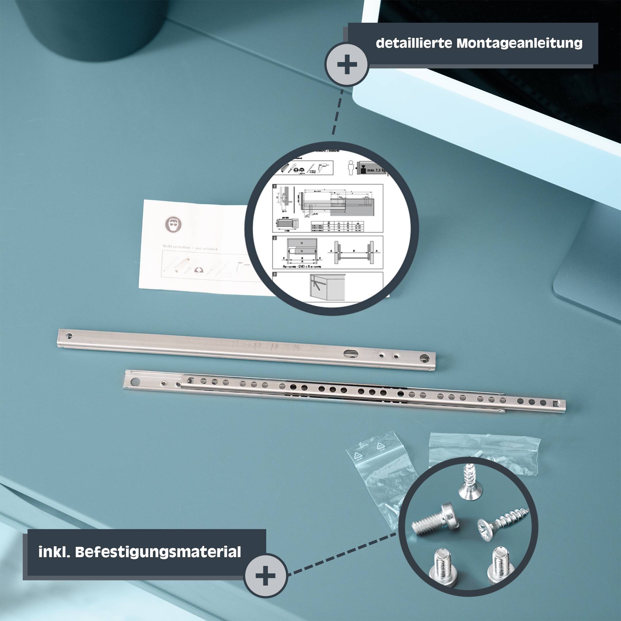 HELPMATE Kugelauszug, TA, L:246, Nut: 27 mm