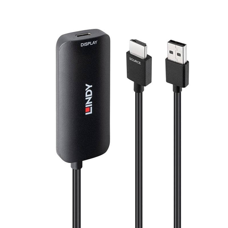 Lindy HDMI auf USB Typ C Konverter mit USB-Stromversorgung, 0,2 m, USB Typ-C, HDMI + USB Type-C, Weiblich, Männlich/Weiblich, Gerade
