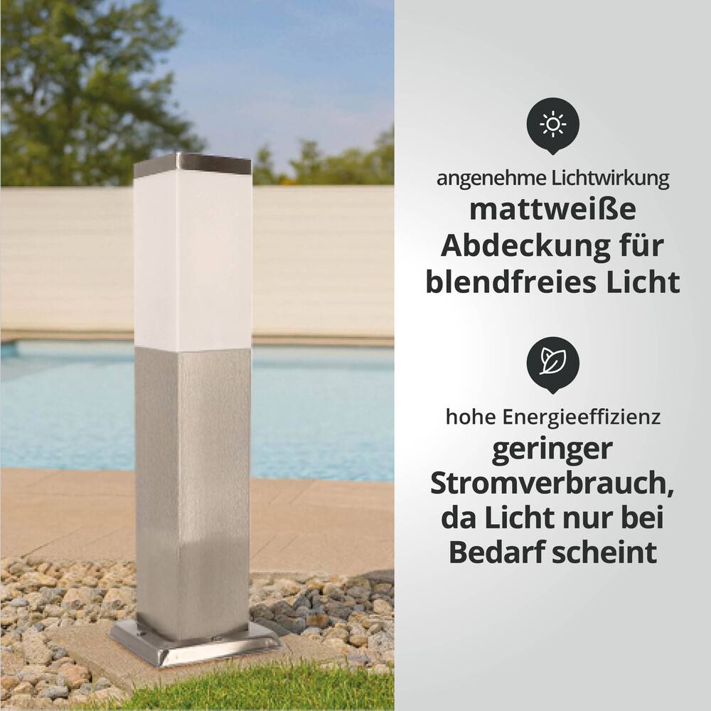 LED Universum - Sockelleuchte "FREDDY" silber 50cm eckig