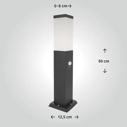 LED Universum - Sockelleuchte "FREDDY" anthrazit 50cm eckig mit Bewegungsmelder LED Universum - Sockelleuchte "FREDDY" anthrazit 50cm eckig mit Bewegungsmelder