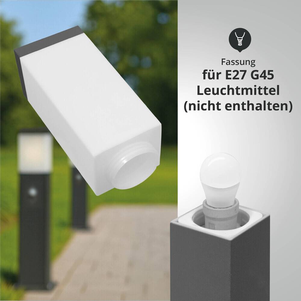 LED Universum - Sockelleuchte "FREDDY" anthrazit 50cm eckig mit Bewegungsmelder