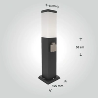 LED Universum - Sockelleuchte "FREDDY" anthrazit 50cm eckig mit 2 Steckdosen LED Universum - Sockelleuchte "FREDDY" anthrazit 50cm eckig mit 2 Steckdosen