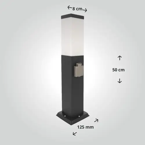 LED Universum - Sockelleuchte "FREDDY" anthrazit 50cm eckig mit 2 Steckdosen LED Universum - Sockelleuchte "FREDDY" anthrazit 50cm eckig mit 2 Steckdosen