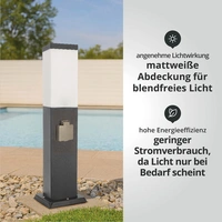 LED Universum - Sockelleuchte "FREDDY" anthrazit 50cm eckig mit 2 Steckdosen LED Universum - Sockelleuchte "FREDDY" anthrazit 50cm eckig mit 2 Steckdosen