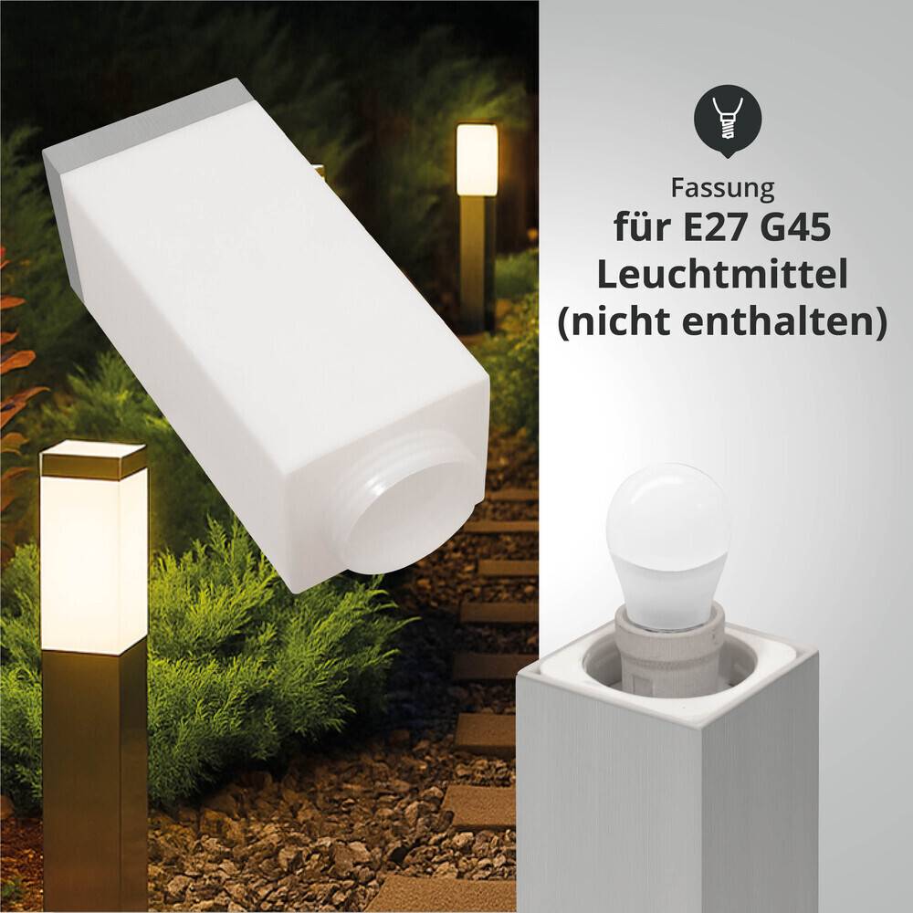 LED Universum - Sockelleuchte "FREDDY" silber 50cm eckig mit Bewegungsmelder