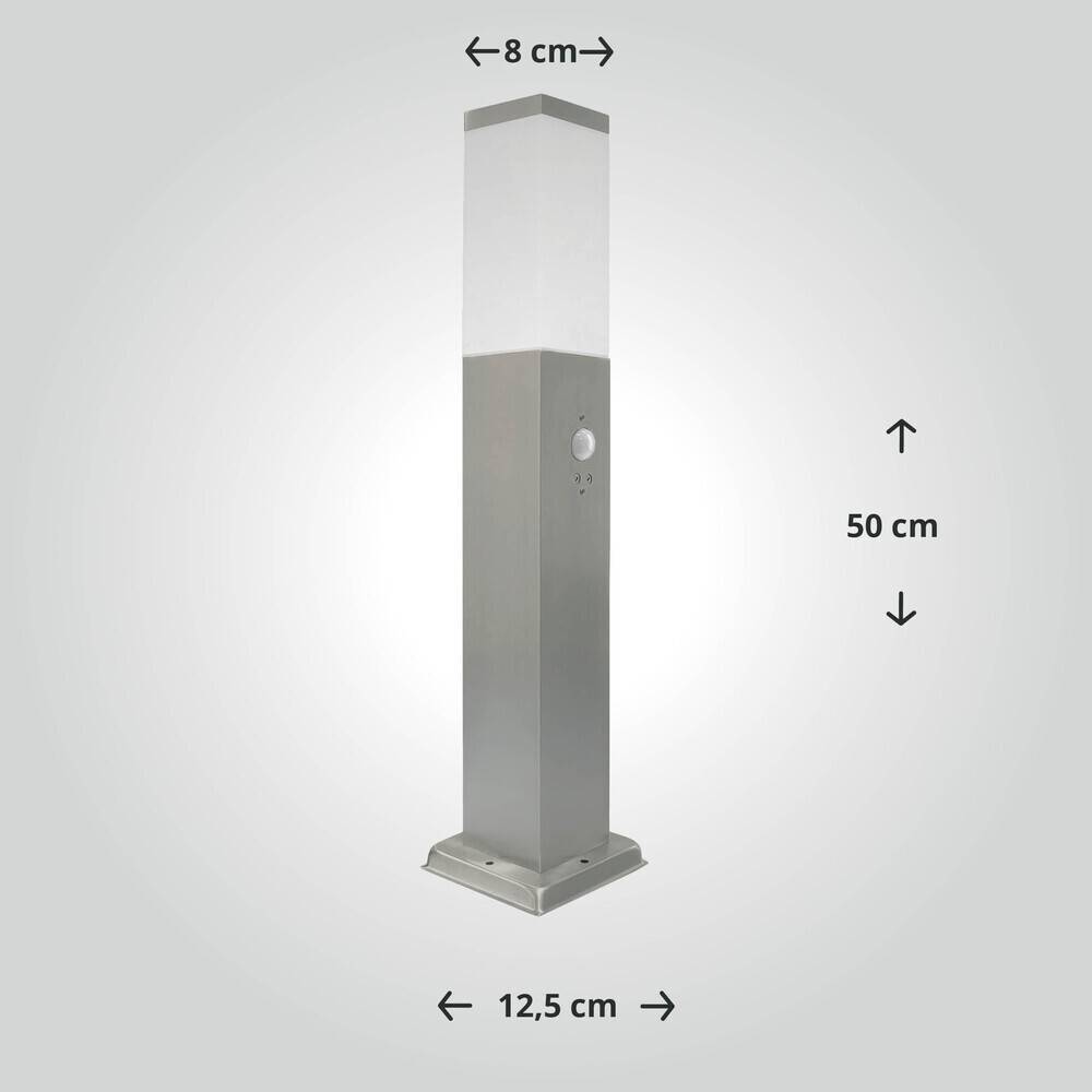 LED Universum - Sockelleuchte "FREDDY" silber 50cm eckig mit Bewegungsmelder