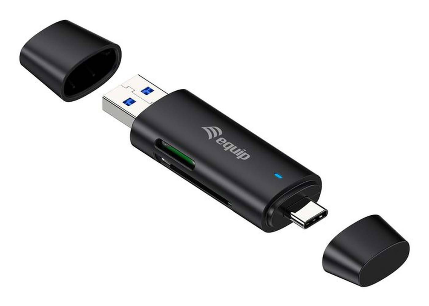 Equip 245462, MicroSD (TransFlash), MicroSDHC, MicroSDXC, SD, SDHC, SDXC, Schwarz, 5000 Mbit/s, USB 3.2 Gen 1 (3.1 Gen 1) Type-A/Type-C, 70 mm, 20