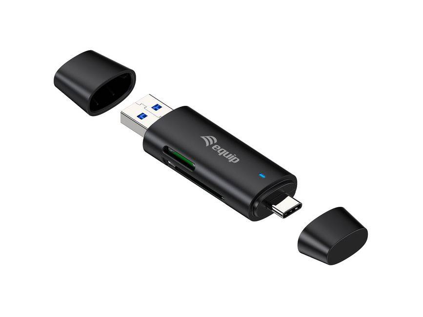 Equip 245462, MicroSD (TransFlash), MicroSDHC, MicroSDXC, SD, SDHC, SDXC, Schwarz, 5000 Mbit/s, USB 3.2 Gen 1 (3.1 Gen 1) Type-A/Type-C, 70 mm, 20