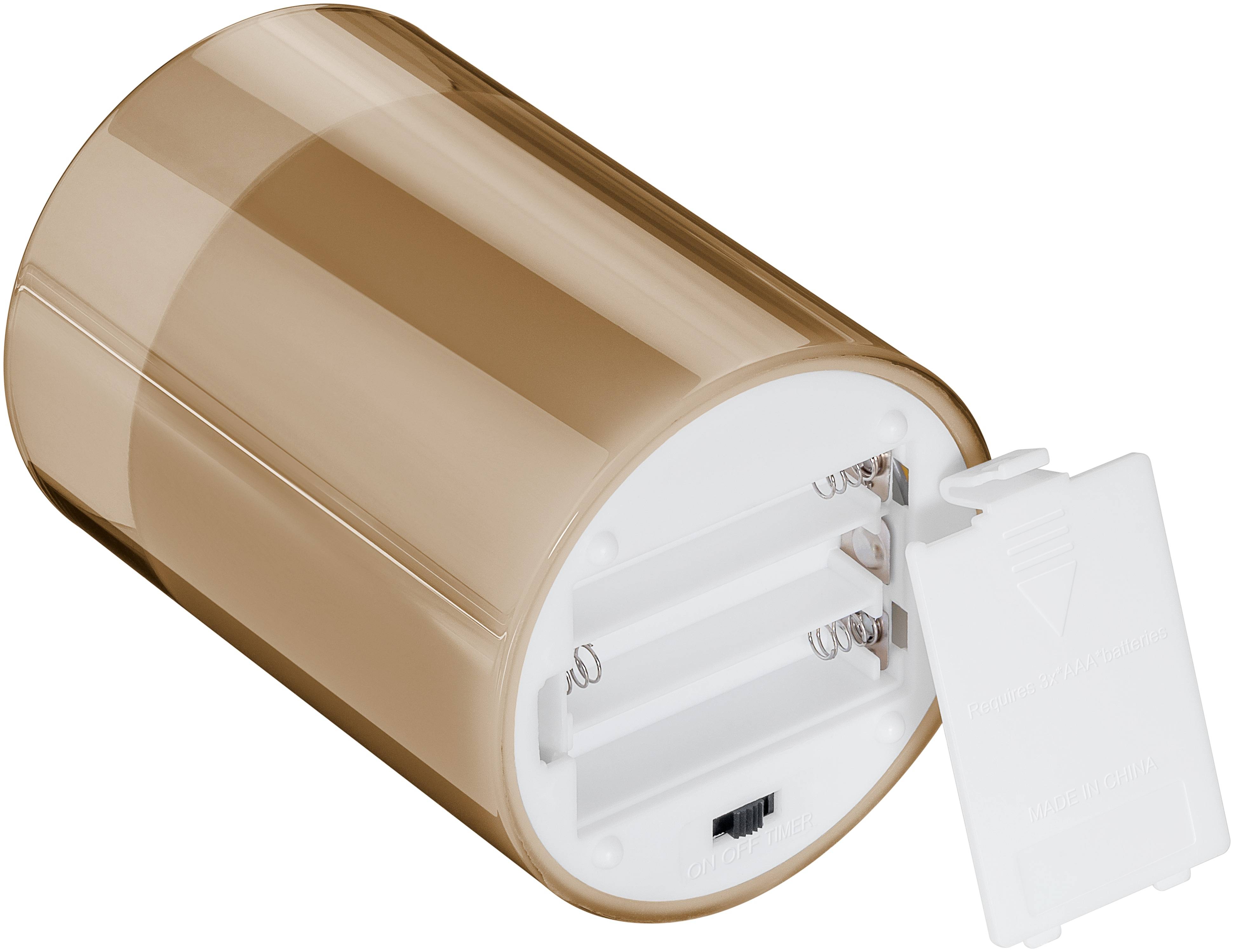 GOOBAY LED-Echtwachskerzen, Glas, Timerfunktion, 3 Stück, warmweiß, gold