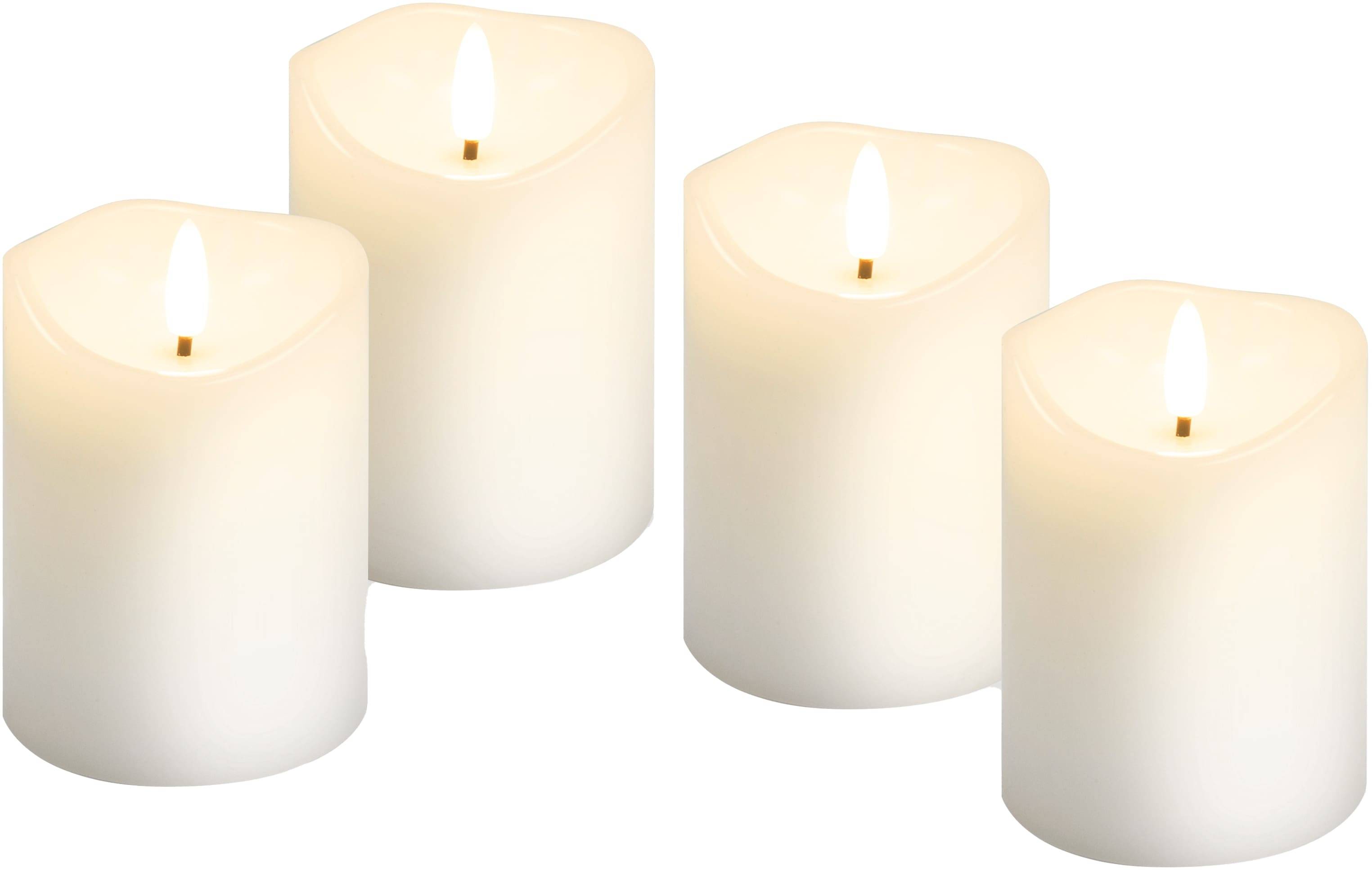 GOOBAY LED-Echtwachskerzen, Timerfunktion, 4 Stück, warmweiß, weiß