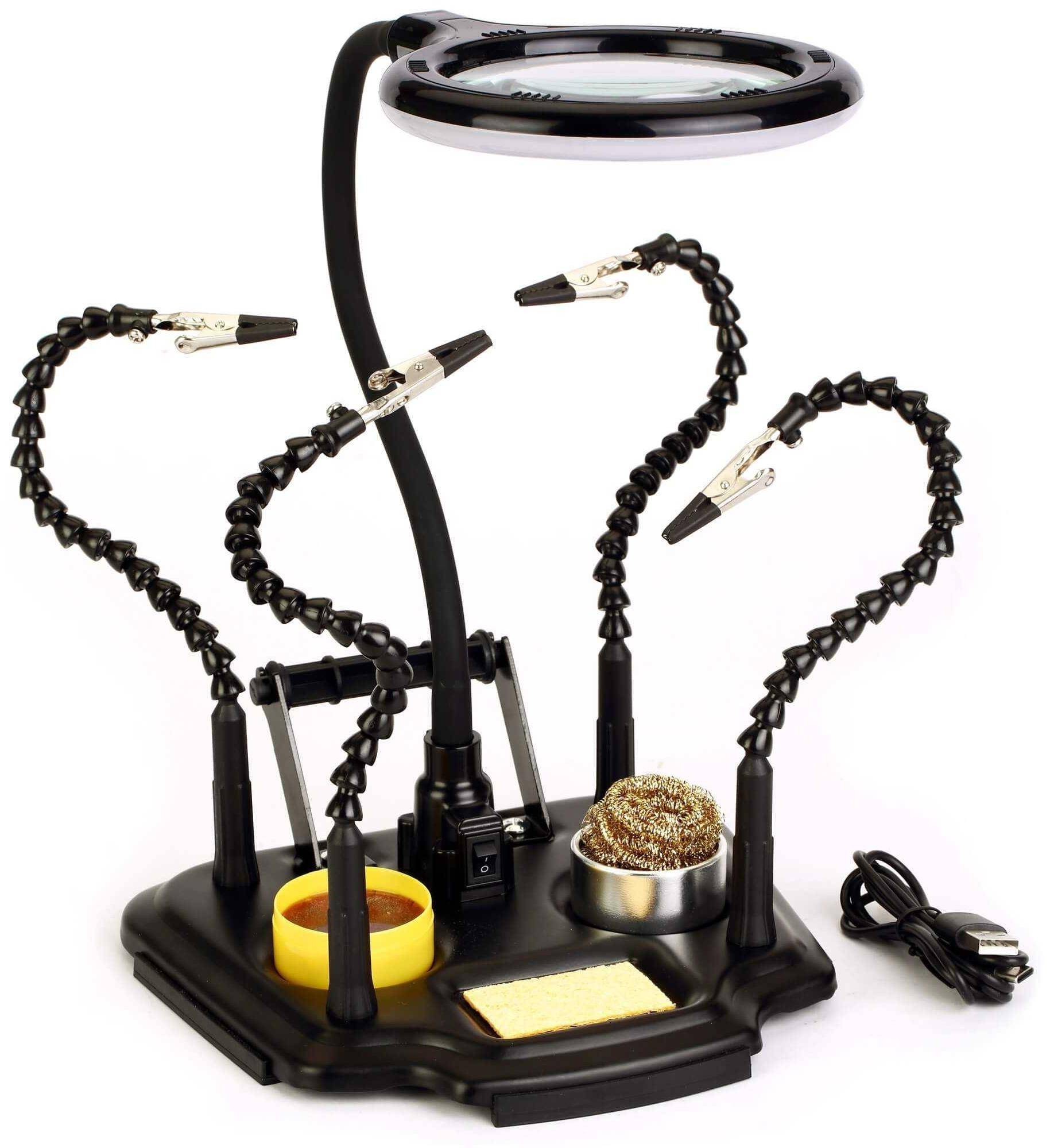 Zhongdi ZD-11M-3, PCB Halter, 4 flexible Arme, LED-Lupenleuchte, 5 Dioptrien, USB-C