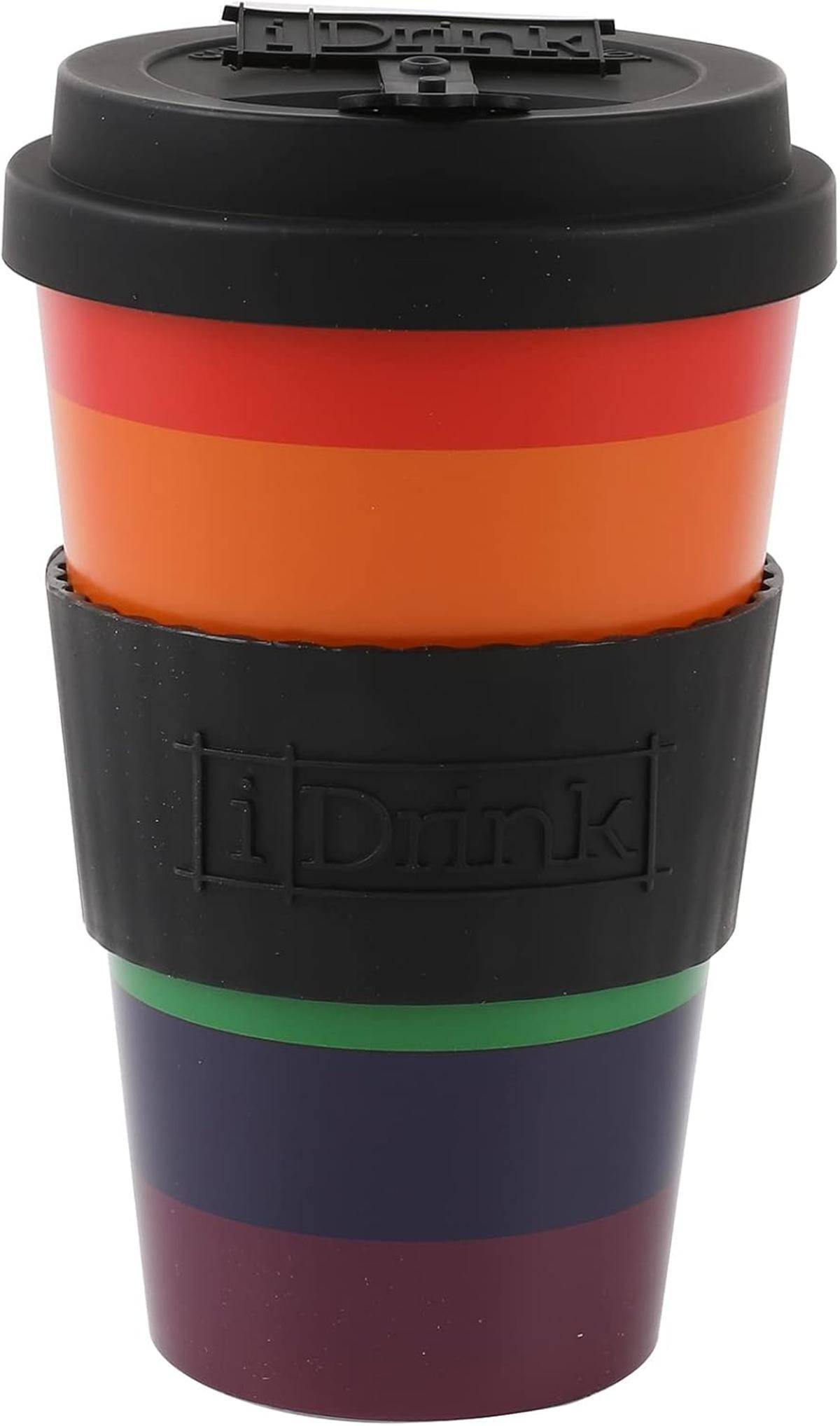 IDRINK®- RPET-Kaffeebecher mit Silikonverschluss 435 ml Becher Love is Love