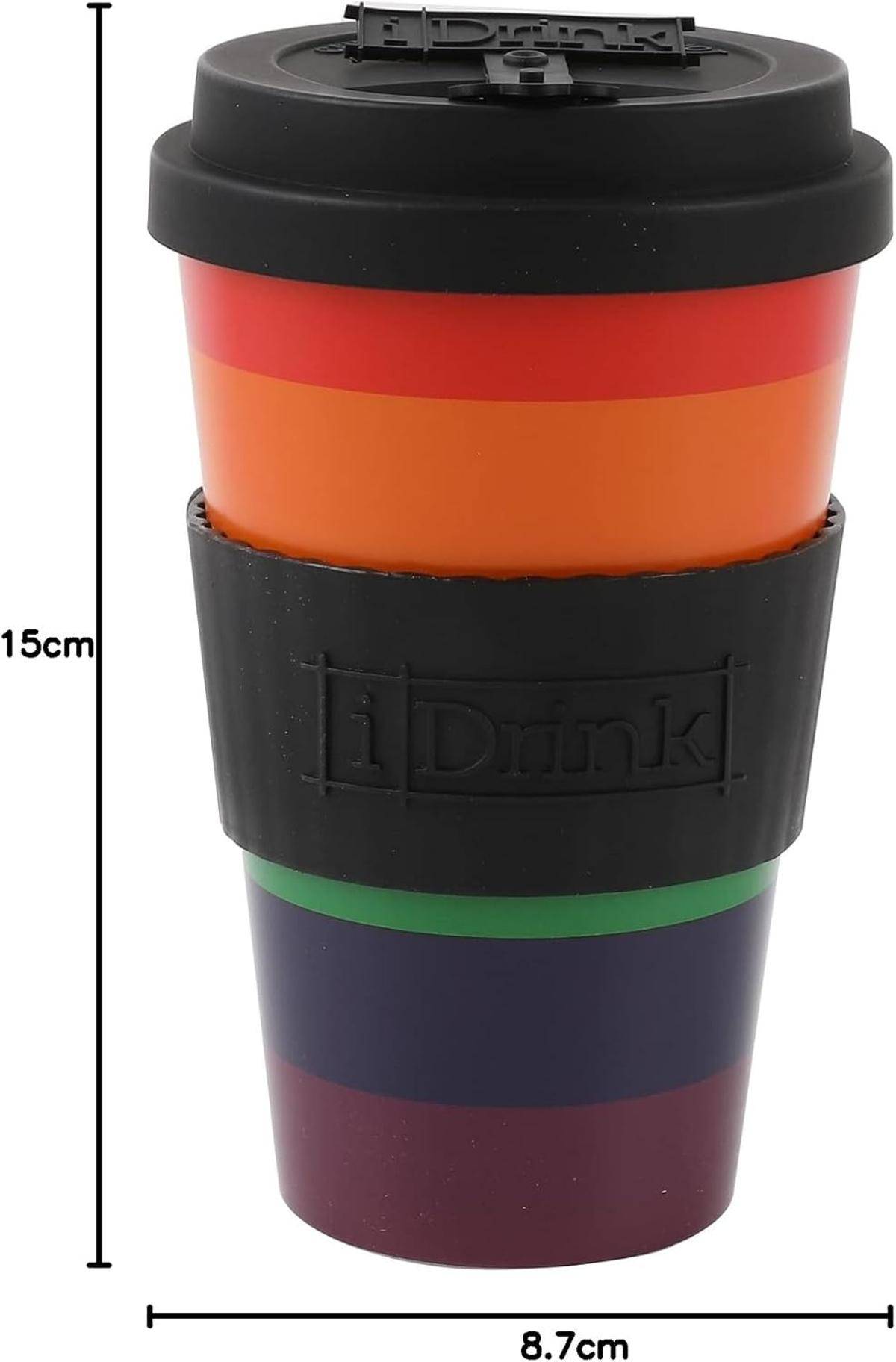 IDRINK®- RPET-Kaffeebecher mit Silikonverschluss 435 ml Becher Love is Love