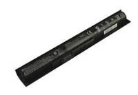 Schwarzes Laptop-Akkupack auf weißem Hintergrund, diagonal angewinkelt.