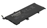 Schwarzes rechteckiges Laptop-Akkupaket mit der Bezeichnung „2-POWER