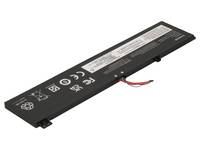 Schwarzes Laptop-Akkupack mit angebrachten roten und schwarzen Kabeln, isoliert auf weißem Hintergrund dargestellt.