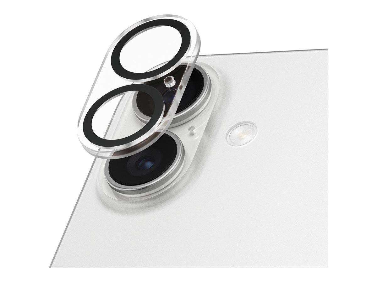 Nahaufnahme einer Smartphone-Kamera mit einer transparenten Objektivabdeckung, die Dual-Objektive und einen Blitz zeigt und damit Merkmale eines Schutzdesigns offenbart.