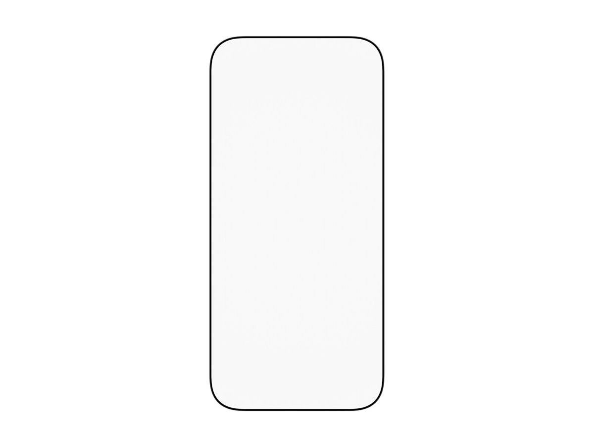 Ein leerer vertikaler Rechteck mit abgerundeten Ecken, der einen Smartphone-Bildschirmumriss ähnelt, vor einem schlichten weißen Hintergrund.