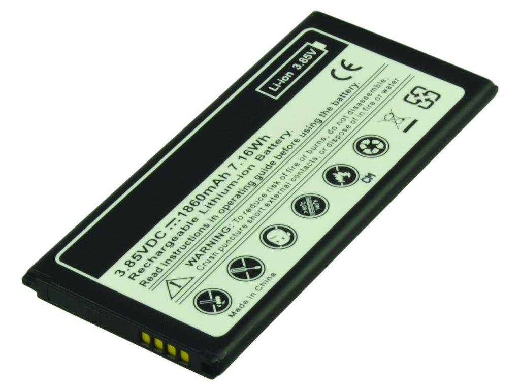 Schwarzes Lithium-Ionen-Handyakku mit Etikett 3,8V, 1860mAh, 7,16Wh mit Warn- und Zertifizierungssymbolen.