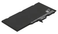 Schwarzer rechteckiger Laptop-Akku mit Stecker und Etikett an einem Ende.