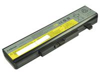 Laptop-Akku mit gelbem Warnschild und Anschlussfahnen auf weißem Hintergrund.