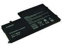 Schwarzes wiederaufladbares Batteriepack mit gedruckten Spezifikationen und Sicherheitssymbolen auf weißem Hintergrund.