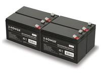Zwei schwarze 2-POWER versiegelte Bleiakkumulatoren nebeneinander auf weißem Hintergrund, mit roten und grauen Polkappen.